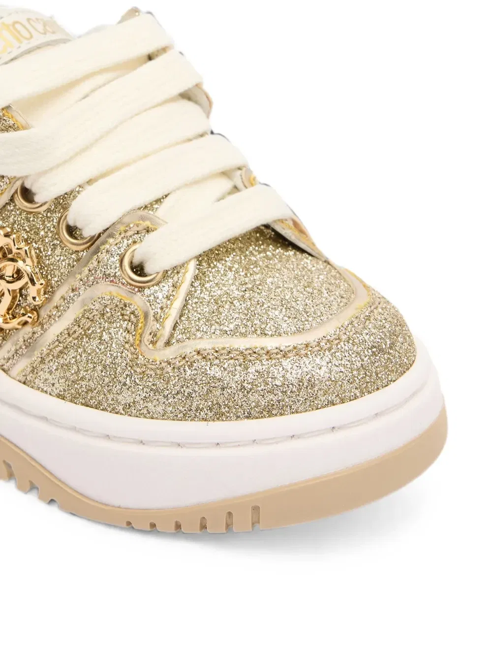 Кроссовки с глиттером и монограммой RC Roberto Cavalli Junior, золотой — фото 4
