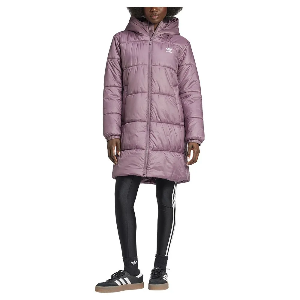 

Пуховик adidas Originals Adicolor Long, фиолетовый/розовый