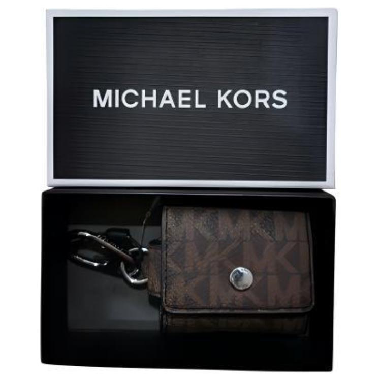 

MICHAEL KORS Кожаная панель дорожной сумки из холста аксессуар унисекс тёмно-коричневый