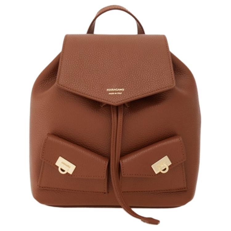 

Ferragamo Миниатюрный женский рюкзак из тисненой телячьей кожи коричневый