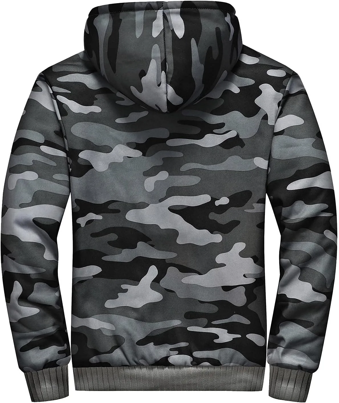 Куртка мужская Sherpa Lined Color Block с капюшоном, теплая, на молнии, зимняя худи, мешковатая флисовая куртка с карманами Generic, темно-серый — фото 2