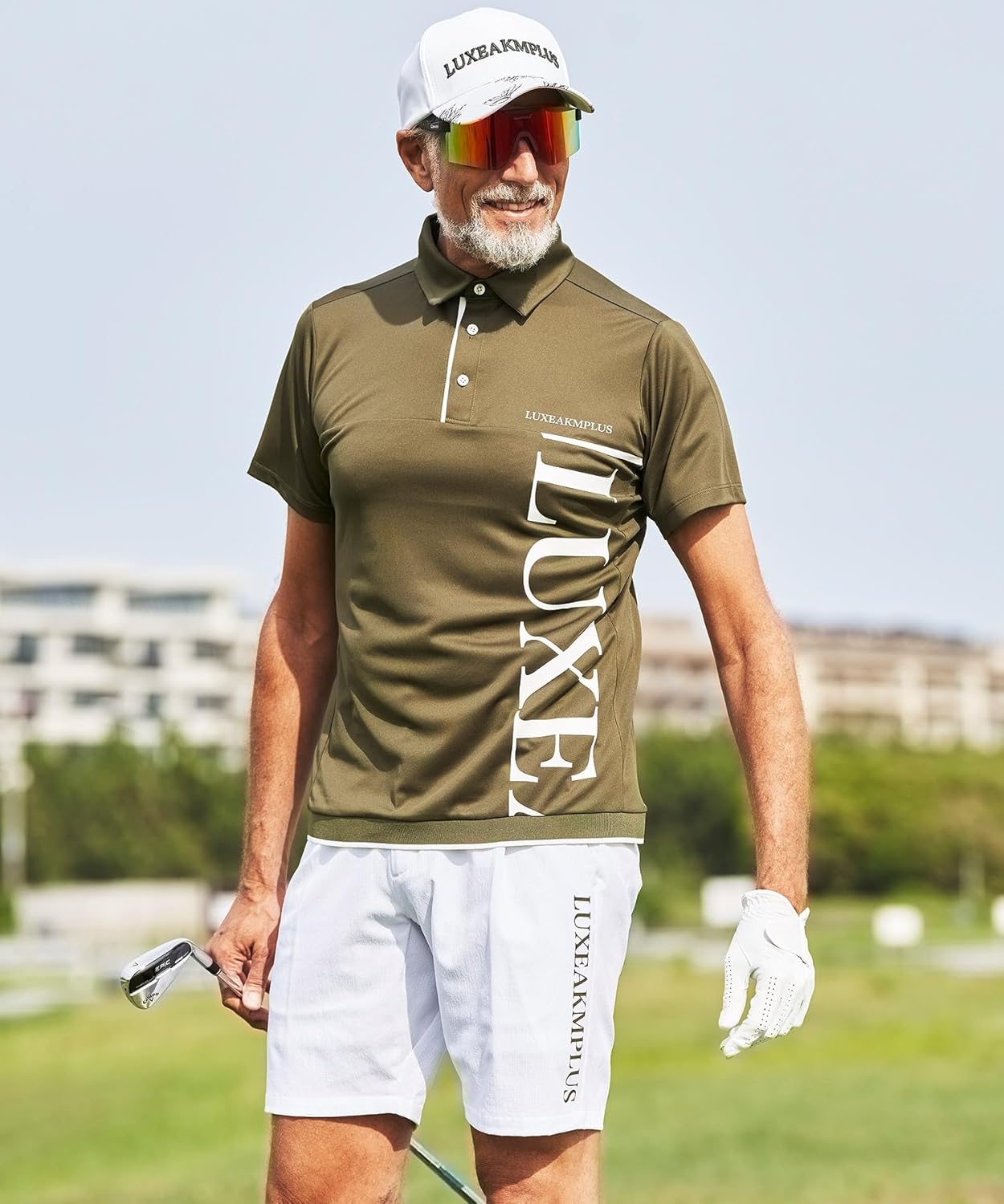 

Мужская поло-рубашка Luxe Plus в стиле стритвеар с вертикальным логотипом Luxe Akm Plus, хаки