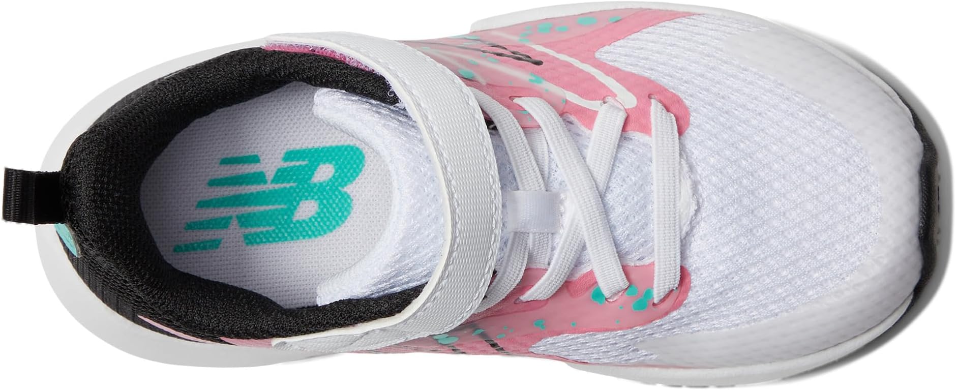 Кроссовки New Balance Kids Rave Run v2 Bungee Lace with Hook-and-Loop Top Strap, цвет White/Real Pink — фото 2