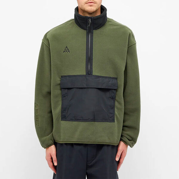 Куртка Nike ACG Logo Embroidered Half Zipper Fleece Stand Collar Pullover Jacket Green Army green, зеленый — фото 2