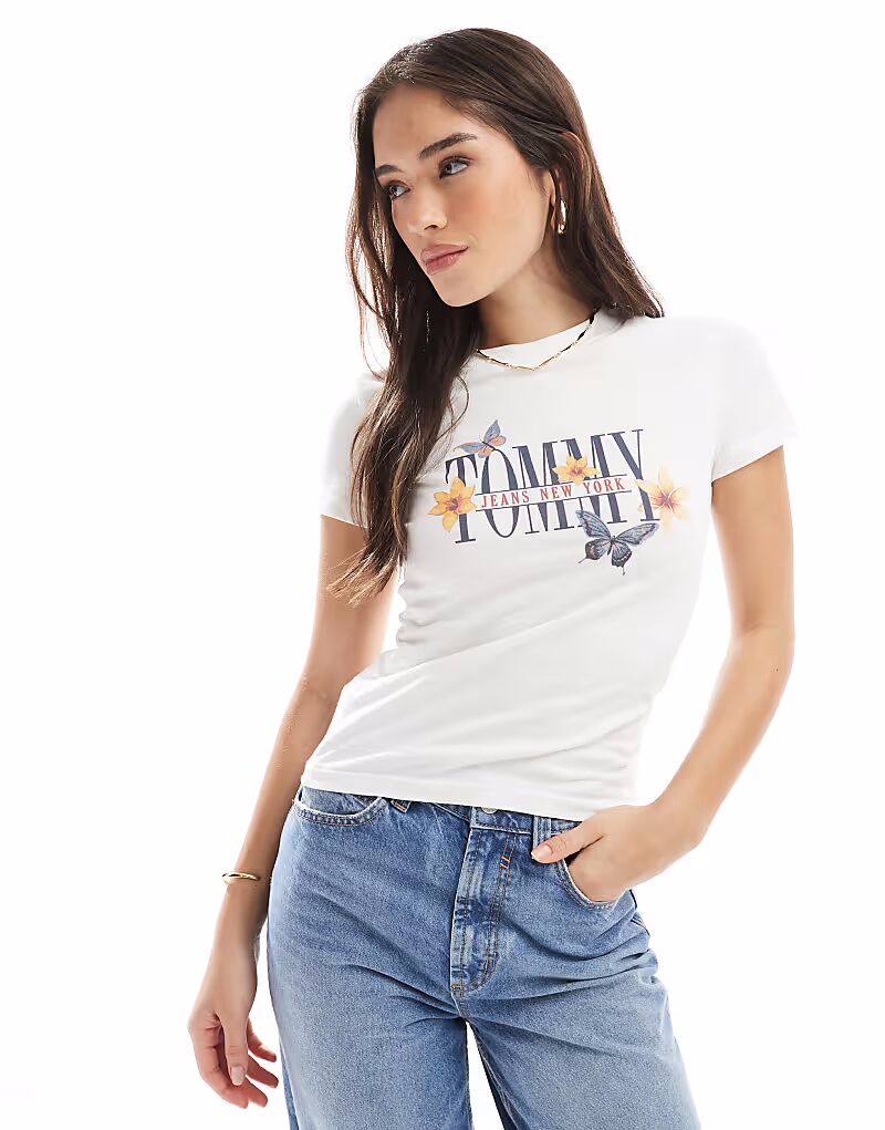 

Футболка детская с рисунком Tommy Jeans белого цвета