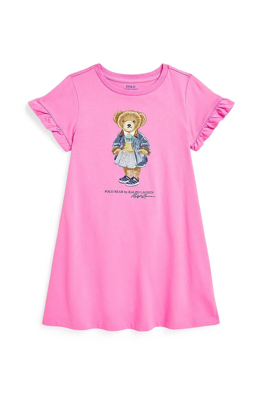 

Хлопковое платье дети Polo Ralph Lauren, розовый