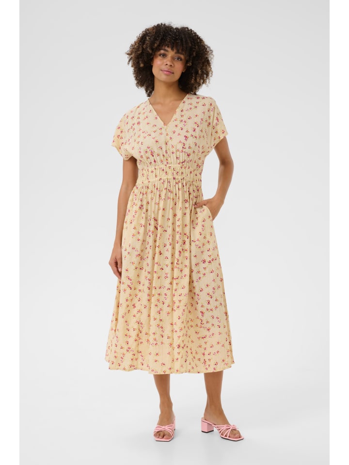 

Платье Cupuglia, свободного кроя, в кремово-белом цвете с розовым цветком CULTURE