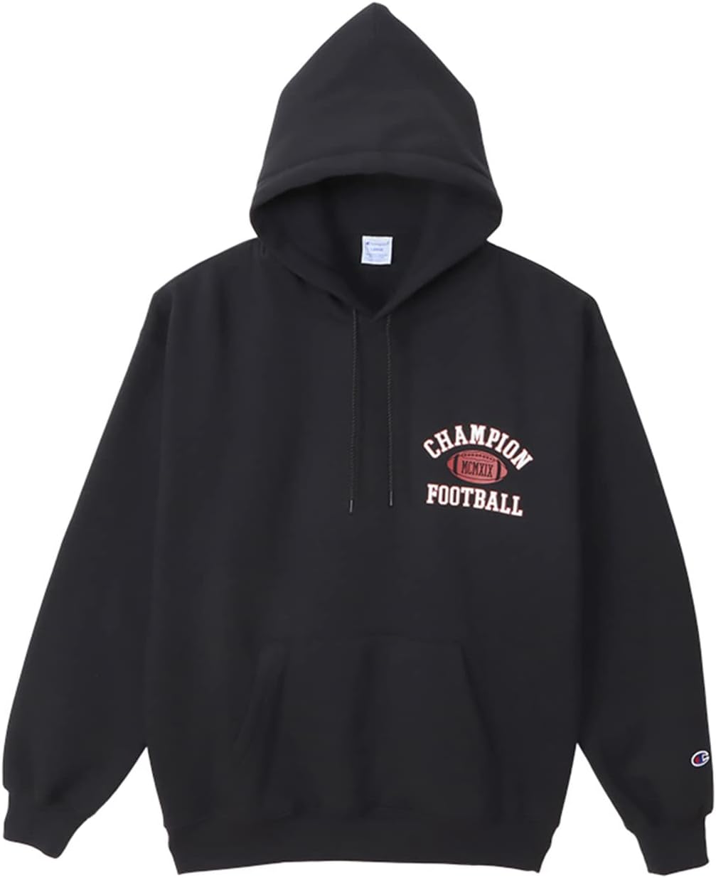 

Мужская толстовка с длинными рукавами Champion C3-Y105, хлопок, производство США, свободный крой, графический принт с логотипом, толстовка с капюшоном, спортивный стиль, черный