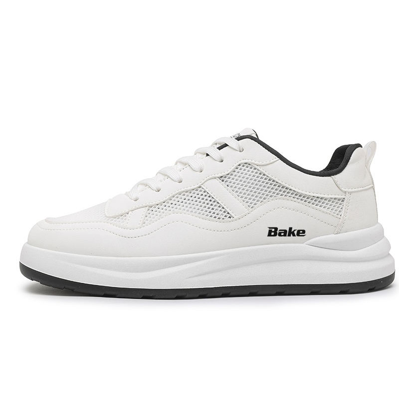 

BAKE Мужские белые дышащие низкие повседневные кроссовки устойчивые к истиранию, цвет White