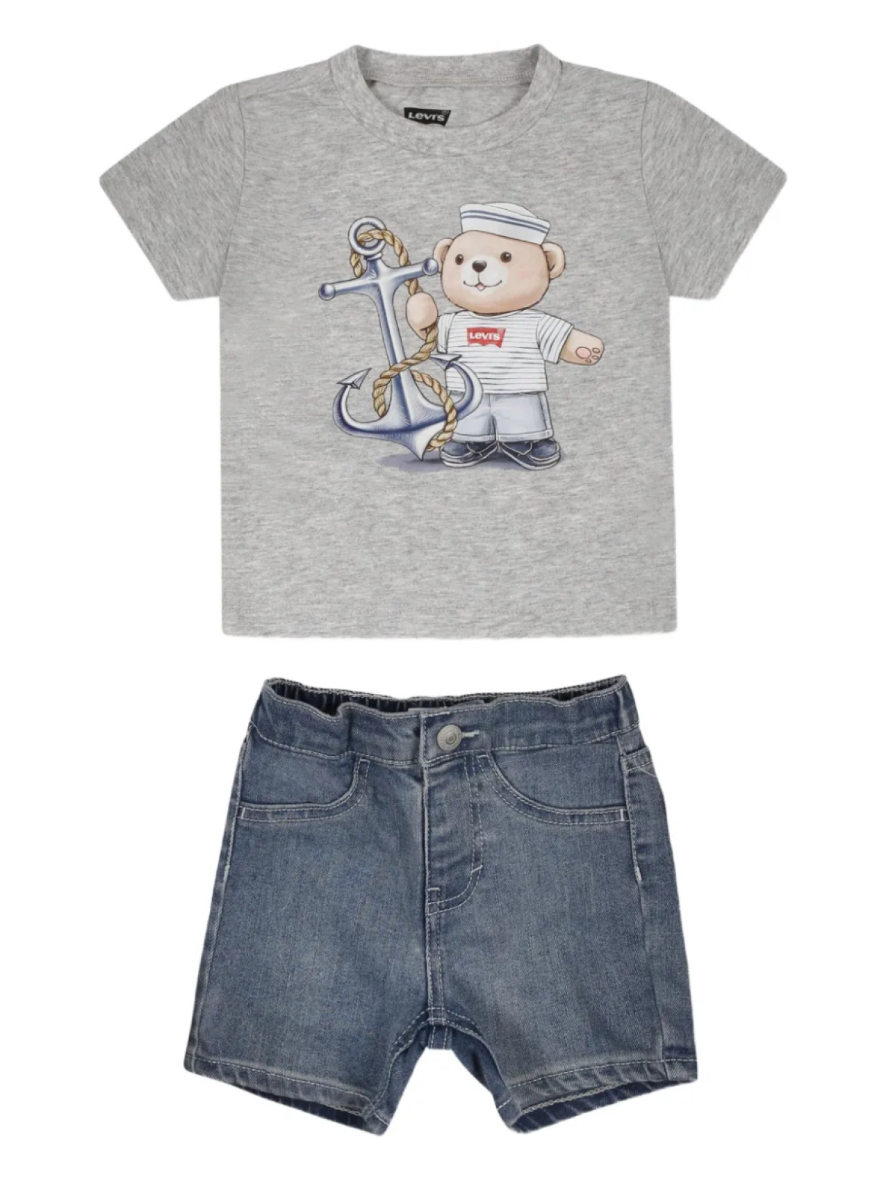 

Комплект из шорт и футболки с принтом Тедди Levi's Kids, серый