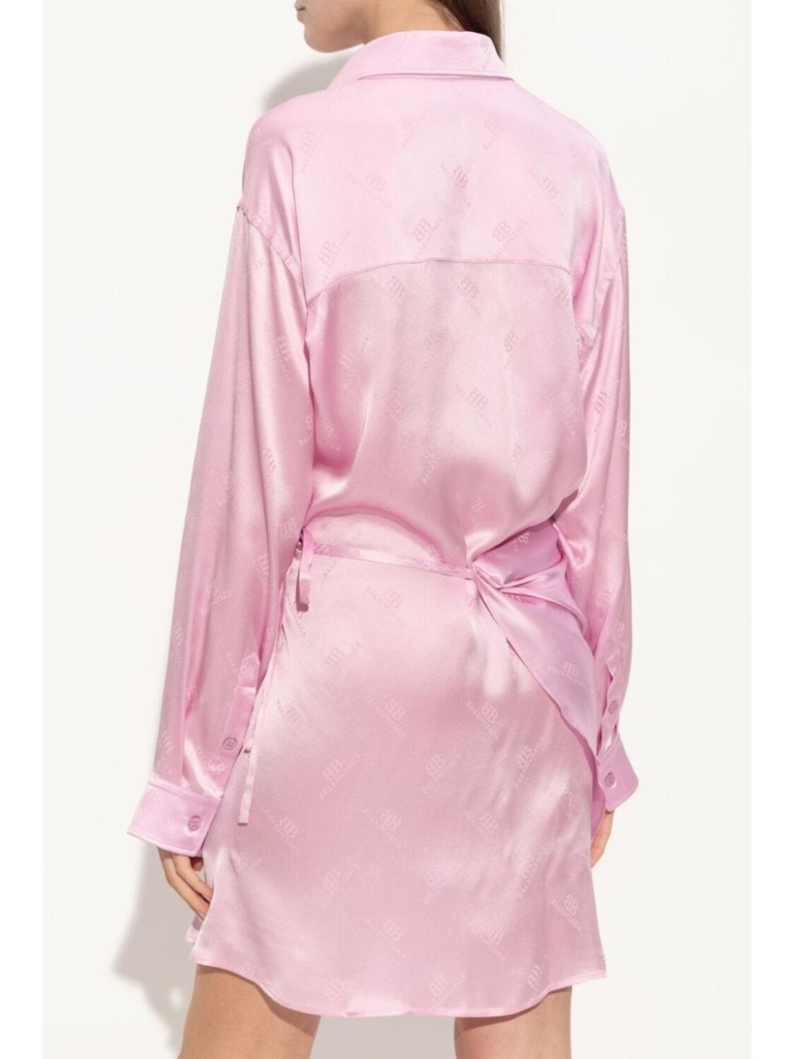 Balenciaga платье-рубашка с монограммой и жаккардом, розовый — фото 4