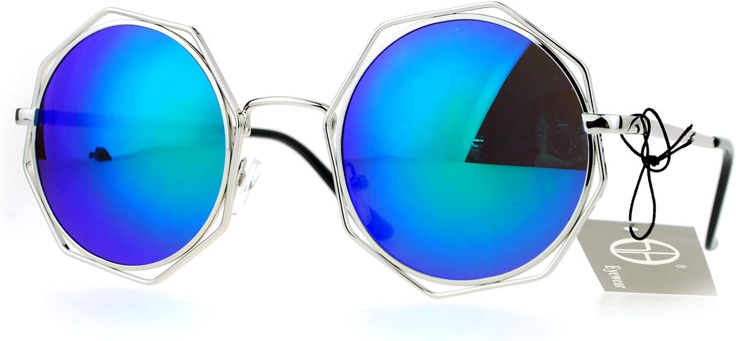 

Солнцезащитные очки JuicyOrange в стиле ретро, ​​восьмиугольная оправа, круглая двойная металлическая рама, серебристый цвет, бирюзовые зеркальные линзы, Silver (Teal Mirror)