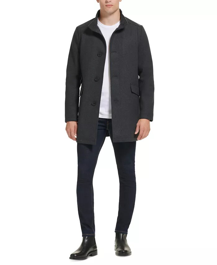 

Мужское шерстяное пальто на пуговицах Car Coat Kenneth Cole, серый