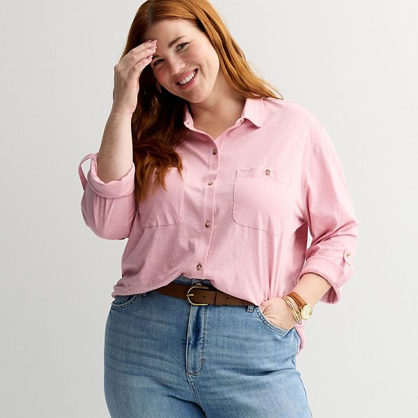 

Футболка с пуговицами Plus size Sonoma Goods For Life, Delicate Princess