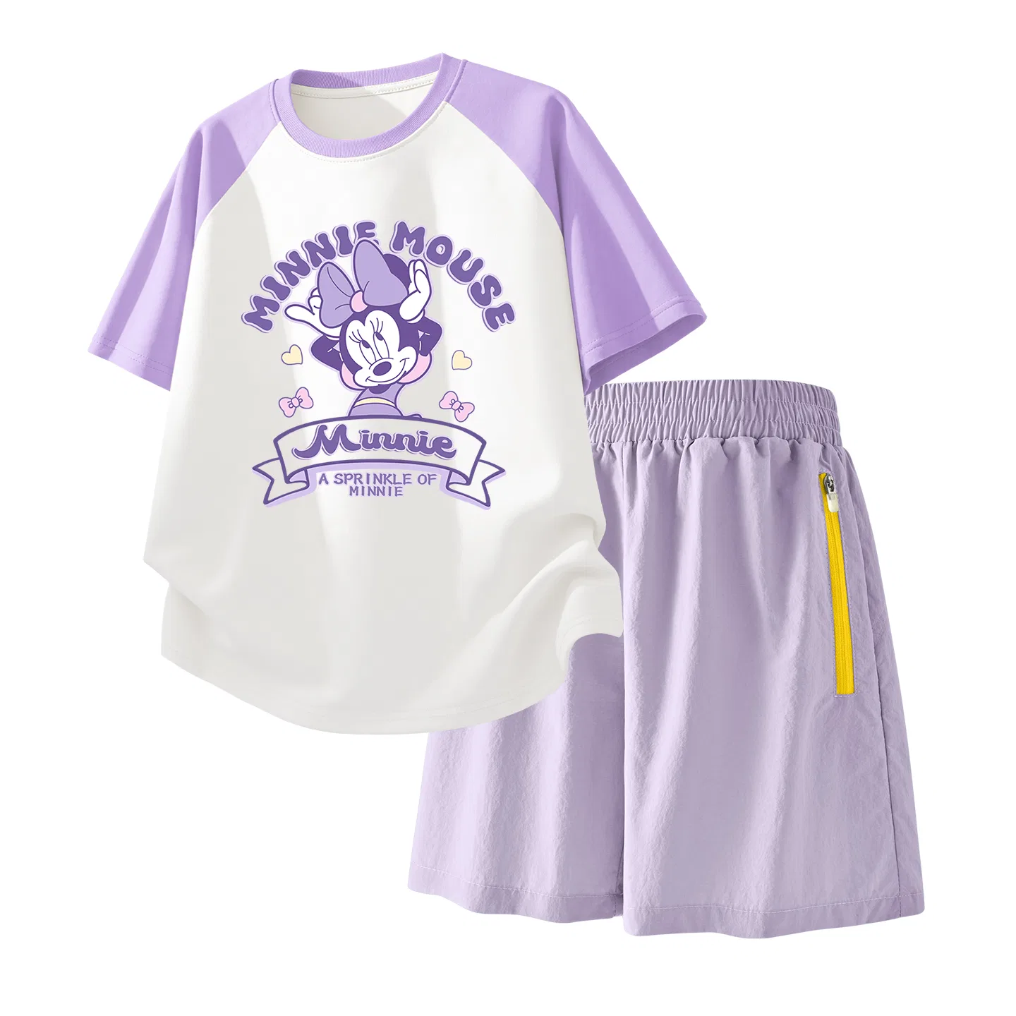 Детский спортивный костюм Casual Sportswear 2 Piece Set Disney, Di Color Tape Purple White+Solid Color Taro Paste Purple