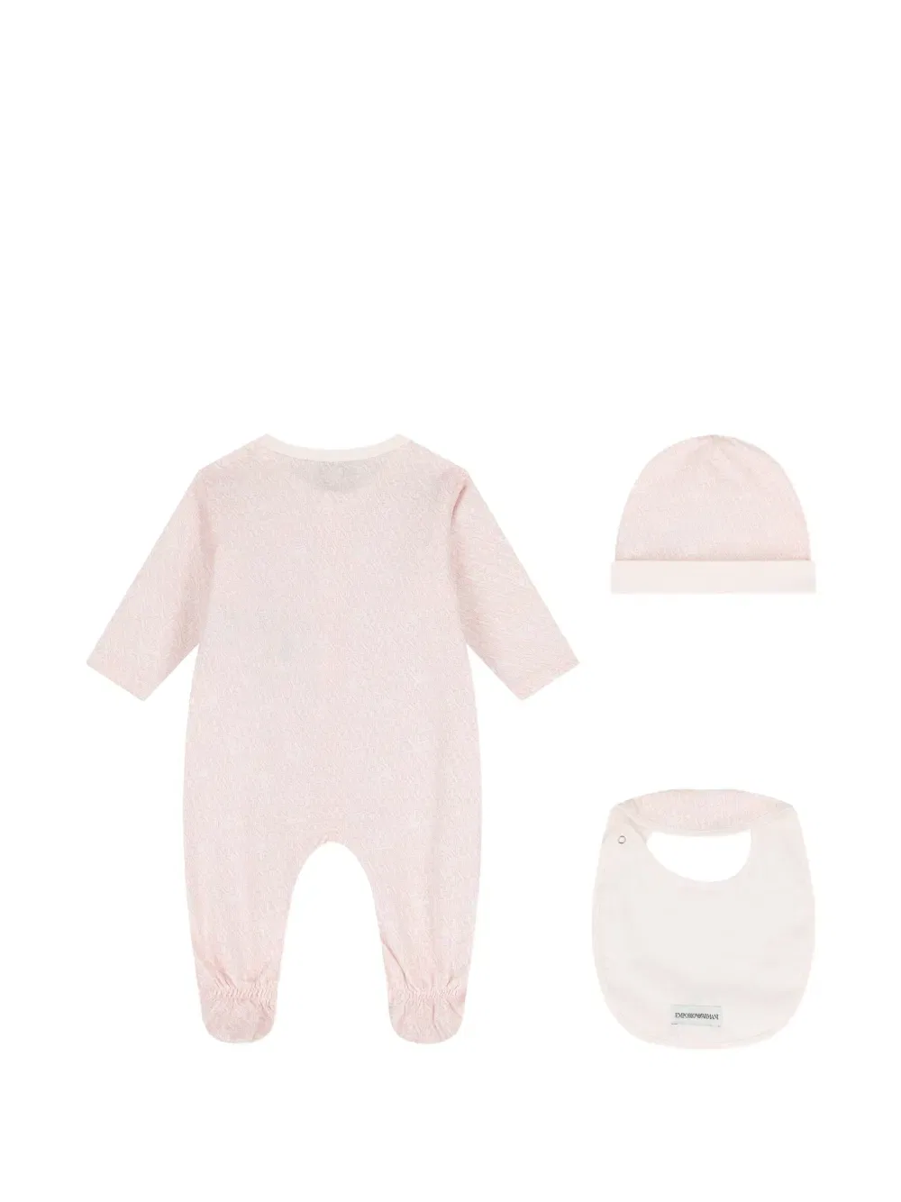 Детский комбинезон с принтом (комплект из трех штук) Emporio Armani Kids, розовый — фото 2