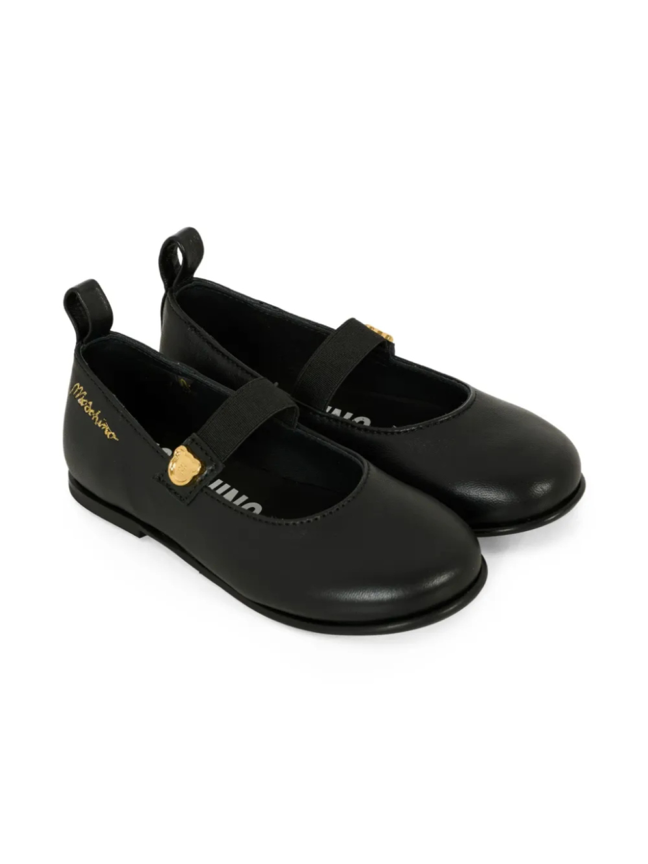 

Балетки Moschino Kids с вышитым логотипом, черный