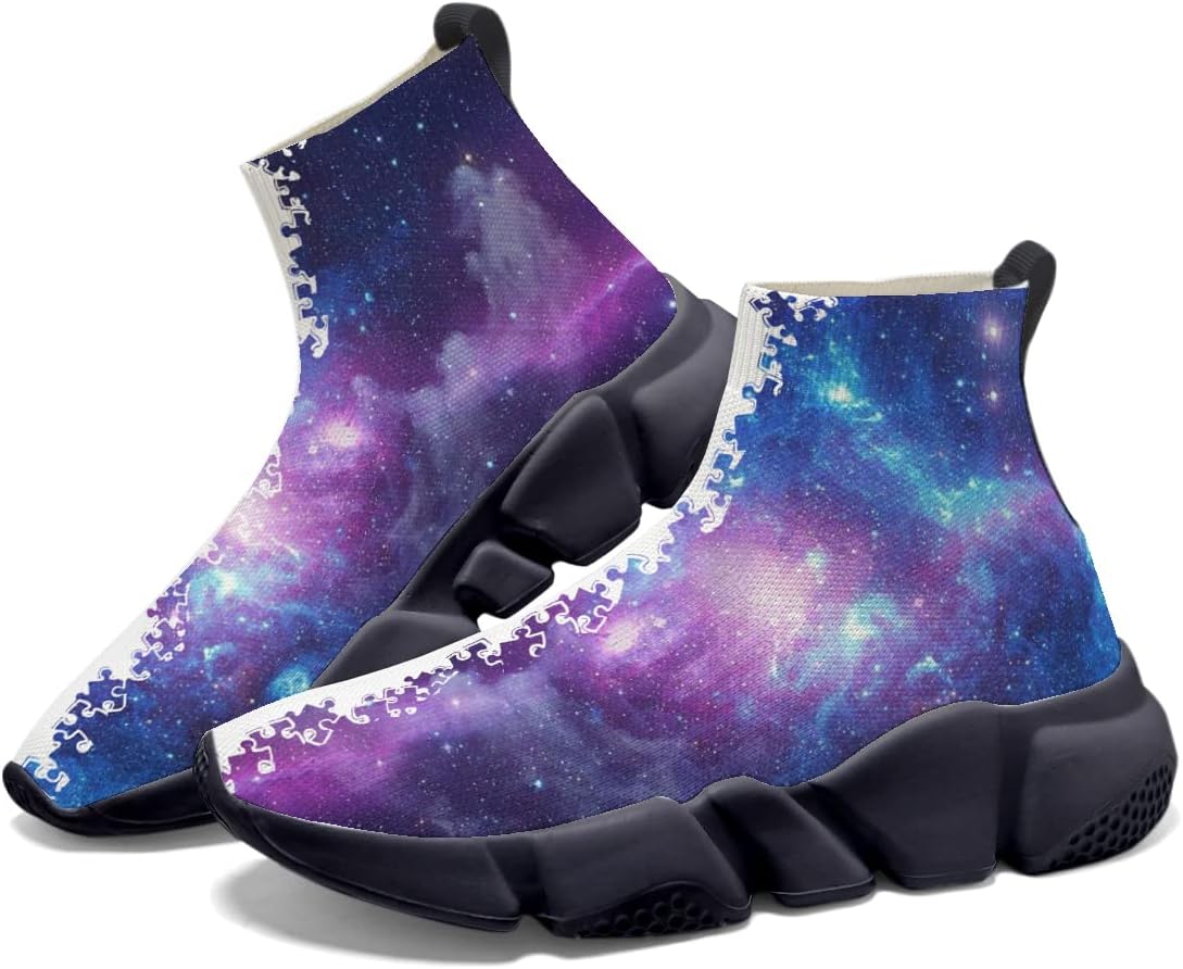 

Мужские легкие кроссовки для бега, повседневные, для тенниса и спорта, дышащие, вязаные, прогулочные, с противоскользящей подошвой, носочные, женские кеды, с рисунком «Звездное небо» и граффити Hetios, Starry Sky 06