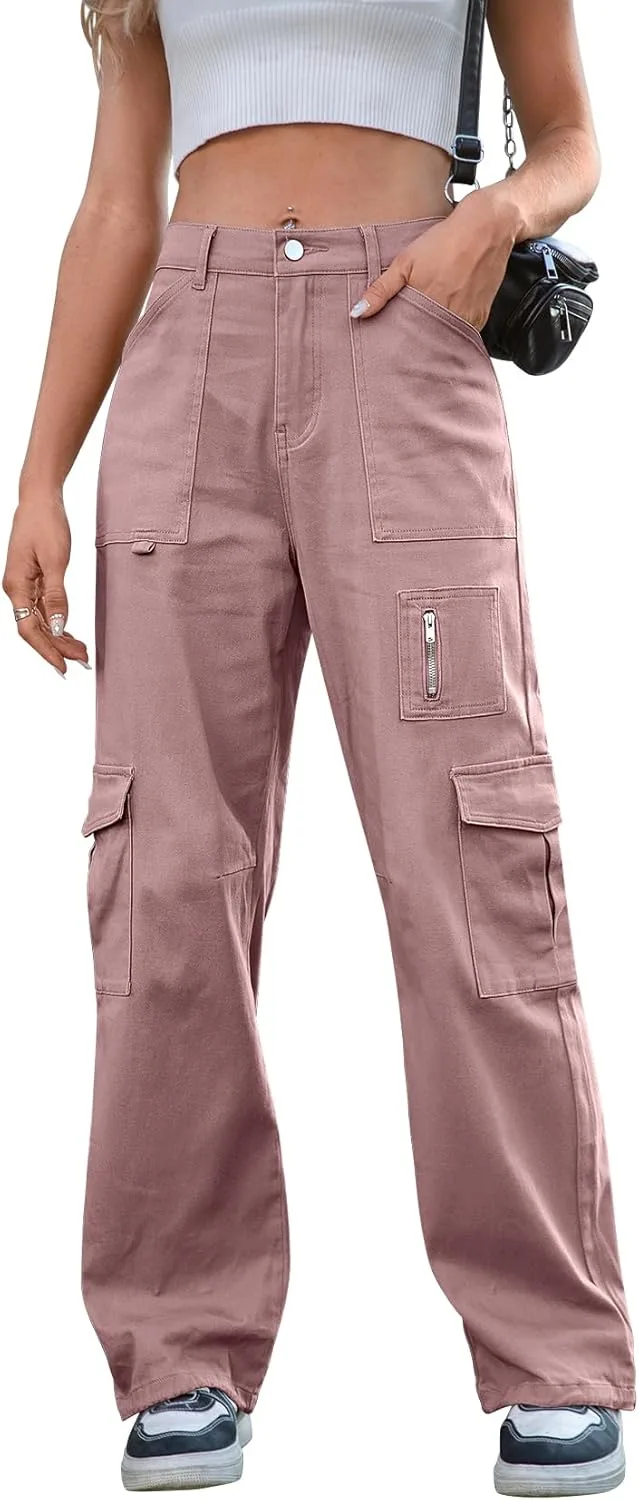 

IVIR Cargo Pants Women High Waist Wide Leg с 7 карманами
