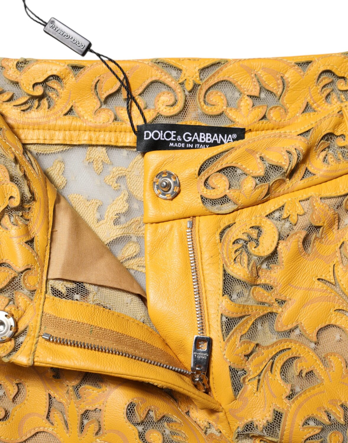 Желтые капри со средней талией и цветочным кружевом Dolce & Gabbana, желтый — фото 3
