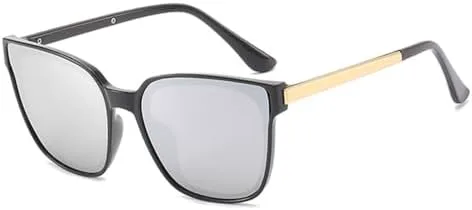 

Женские модные солнцезащитные очки 2027 года в стиле ретро, ​​черные, винтажные, для вождения, черные с серебристым оттенком, один размер MTZJH, One Color