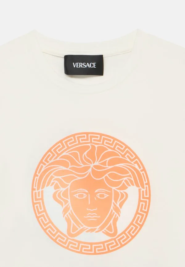 Футболка унисекс с принтом медузы Versace, Bianco/Arancio — фото 3