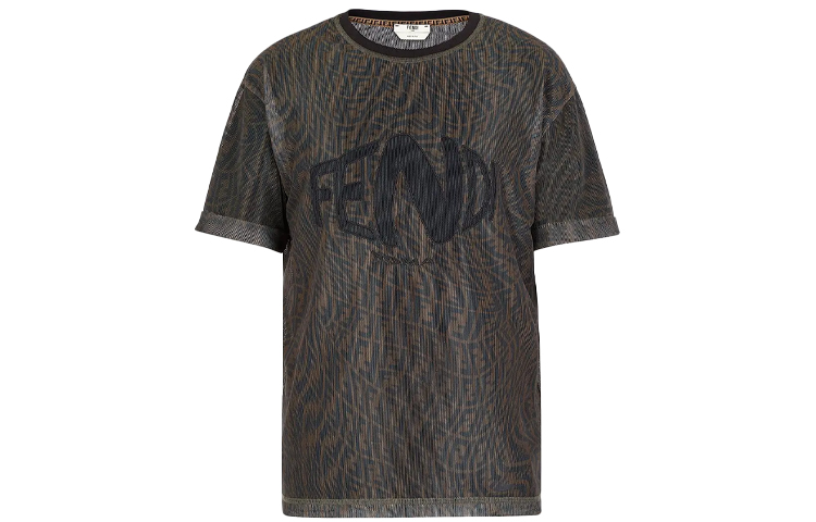 

FENDI SS21 Футболка с заниженной линией плеч, женская, коричневая