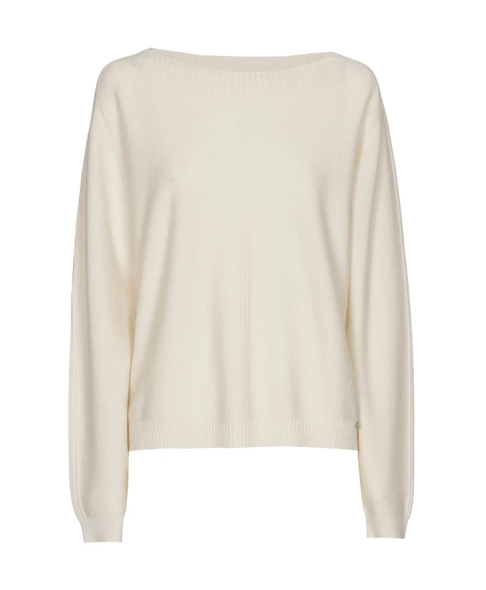 

Роскошный шерстяной кашемировый свитер с вырезом-лодочкой Marie Mãro, бежевый