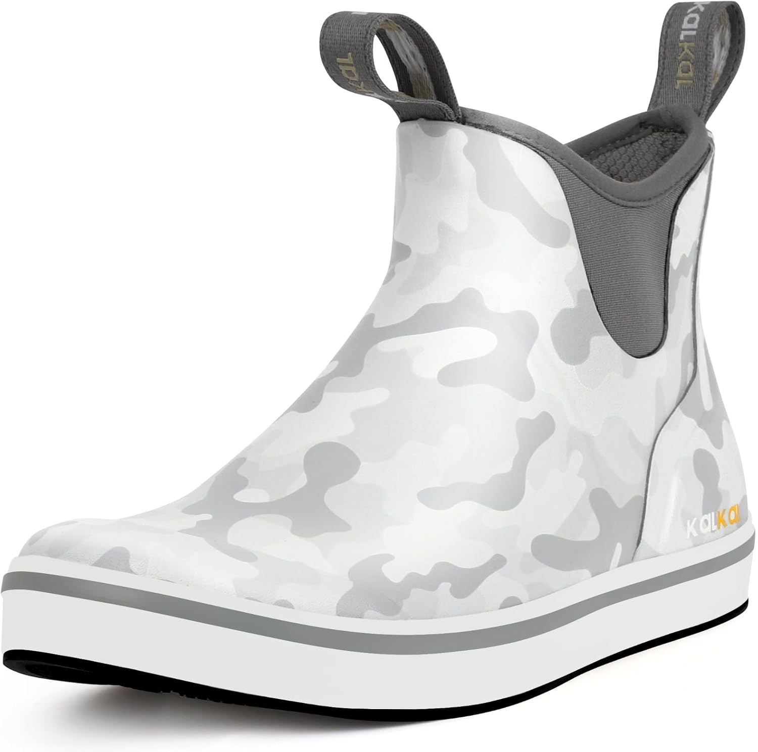 

Мужские сапоги Kalkal Deck, противоскользящие, для рыбалки в соленой воде, с памятью формы, водонепроницаемые резиновые ботинки до щиколотки для парусного спорта (Размер 7-14), серый