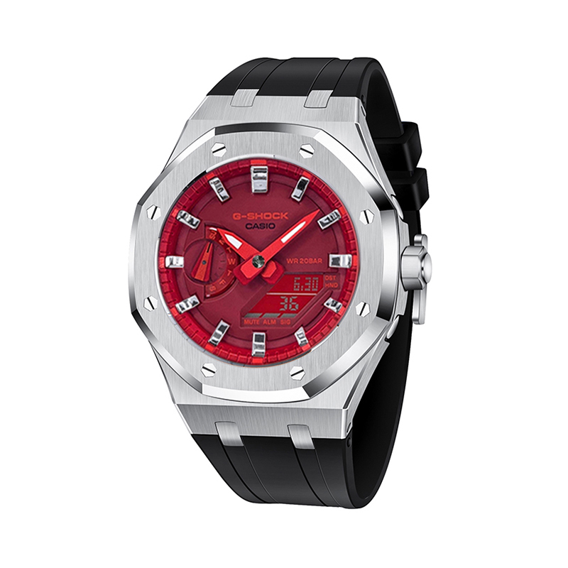 

Часы Casio G-Shock Analog-Digital 2100 Series, арт. GA-2100-4A, черный/серебристый/красный