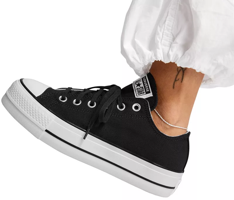 Низкие кроссовки Converse Chuck Taylor All Star на платформе с подъемом, черный/белый — фото 3