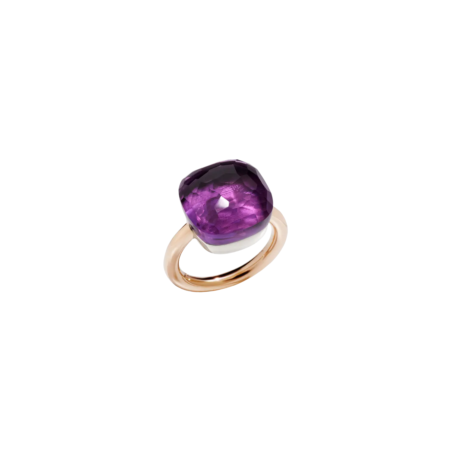 

Кольцо nudo - кольцо из розового золота с кастом из белого золота и ограненной аметистом - a.b704mo6/oi POMELLATO