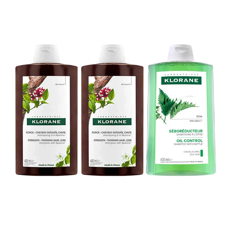 KLORANE Шампунь для контроля жирности Chartreuse 400 мл + 400 мл, Three-Piece Set: Chicken Egg Shampoo 400ml*2+Rosemary Shampoo 400ml
