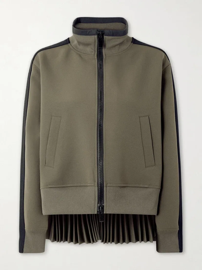 Плиссированная куртка-пилот из технологичного джерси SACAI, бирюзовый