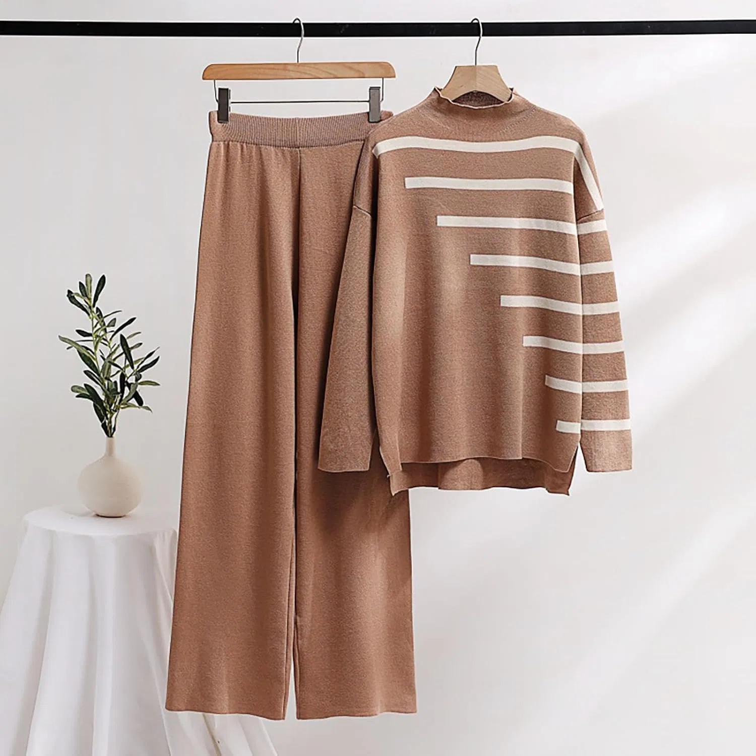 Спортивный костюм Ribbed Knit, Generic, A02_khaki — фото 2