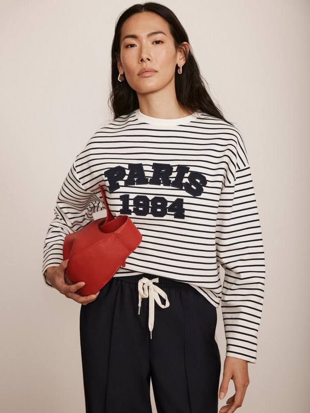 

Полосатый топ с лозунгом Mint Velvet, цвет White/Navy