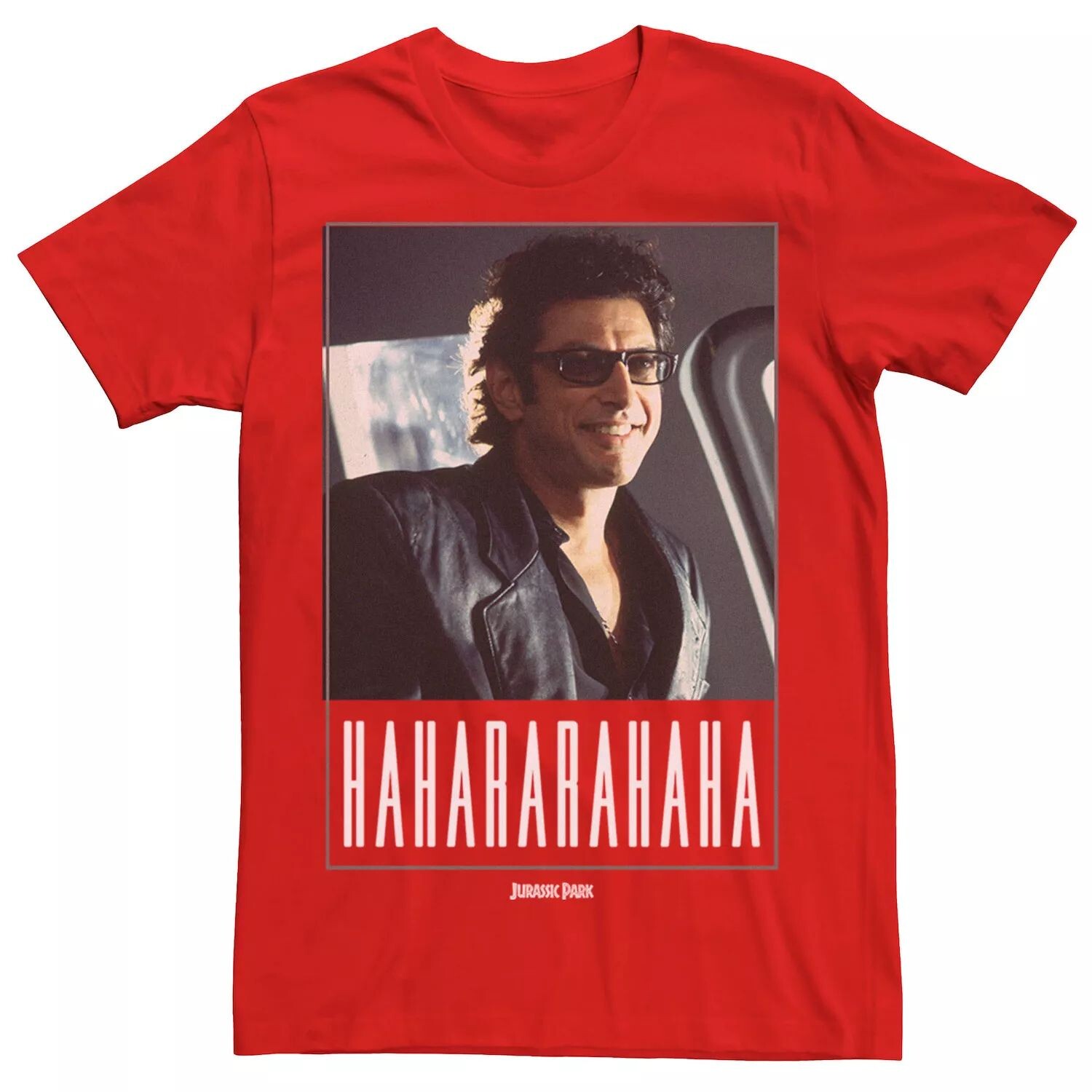 

Мужская футболка «Парк Юрского периода» Ian Malcolm Hahararahaha, Red Licensed Character, красный
