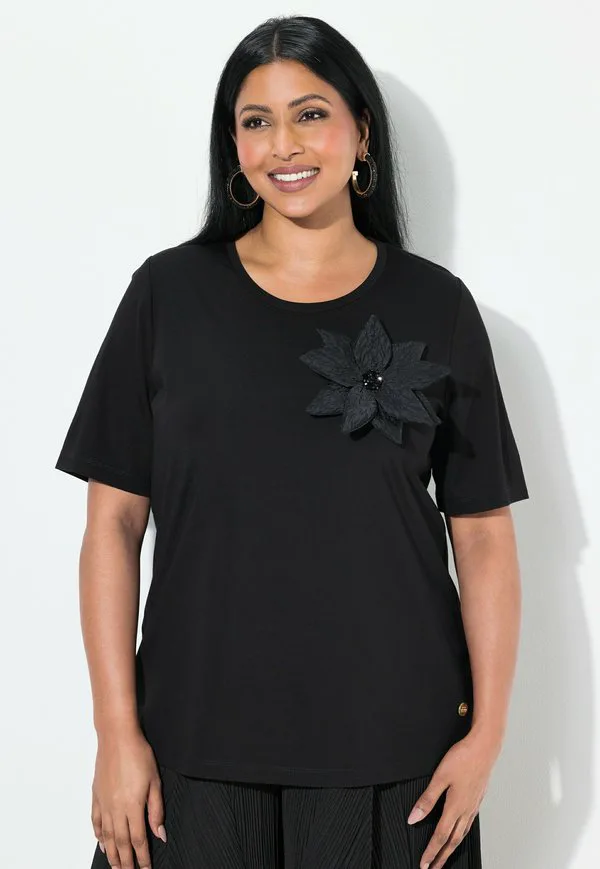 

Футболка с коротким рукавом и принтом Ulla Popken, Black, Черный, Футболка с коротким рукавом и принтом Ulla Popken, Black