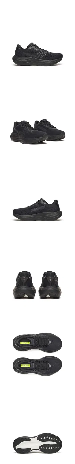 Мужские широкие беговые кроссовки Saucony Ride 19 Wide, тройной чёрный — фото 2