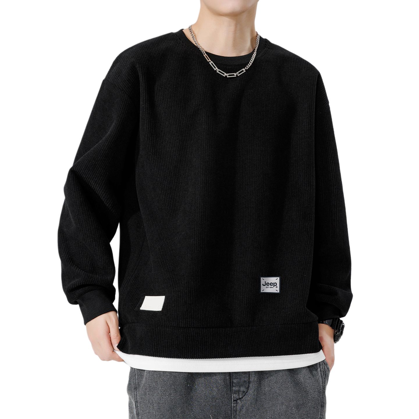 

Свитшот Unisex Crew Neck Moderate Mock Two Piece Jeep, черный