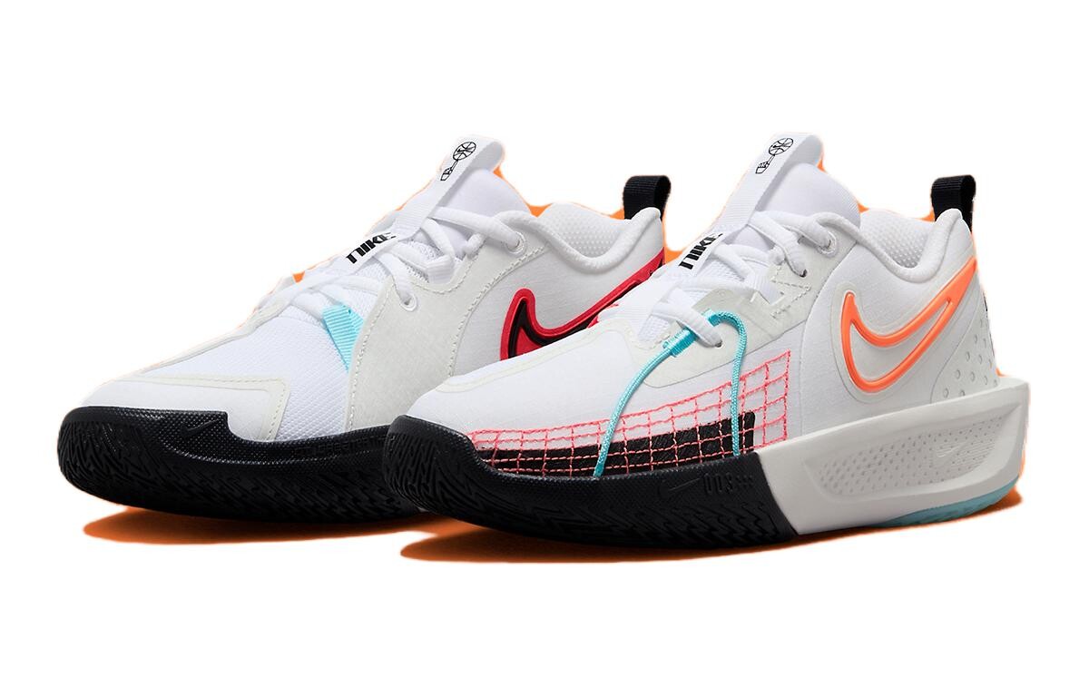 Детские баскетбольные кроссовки Nike Air Zoom GT Cut 3 GS, White/Orange — фото 2