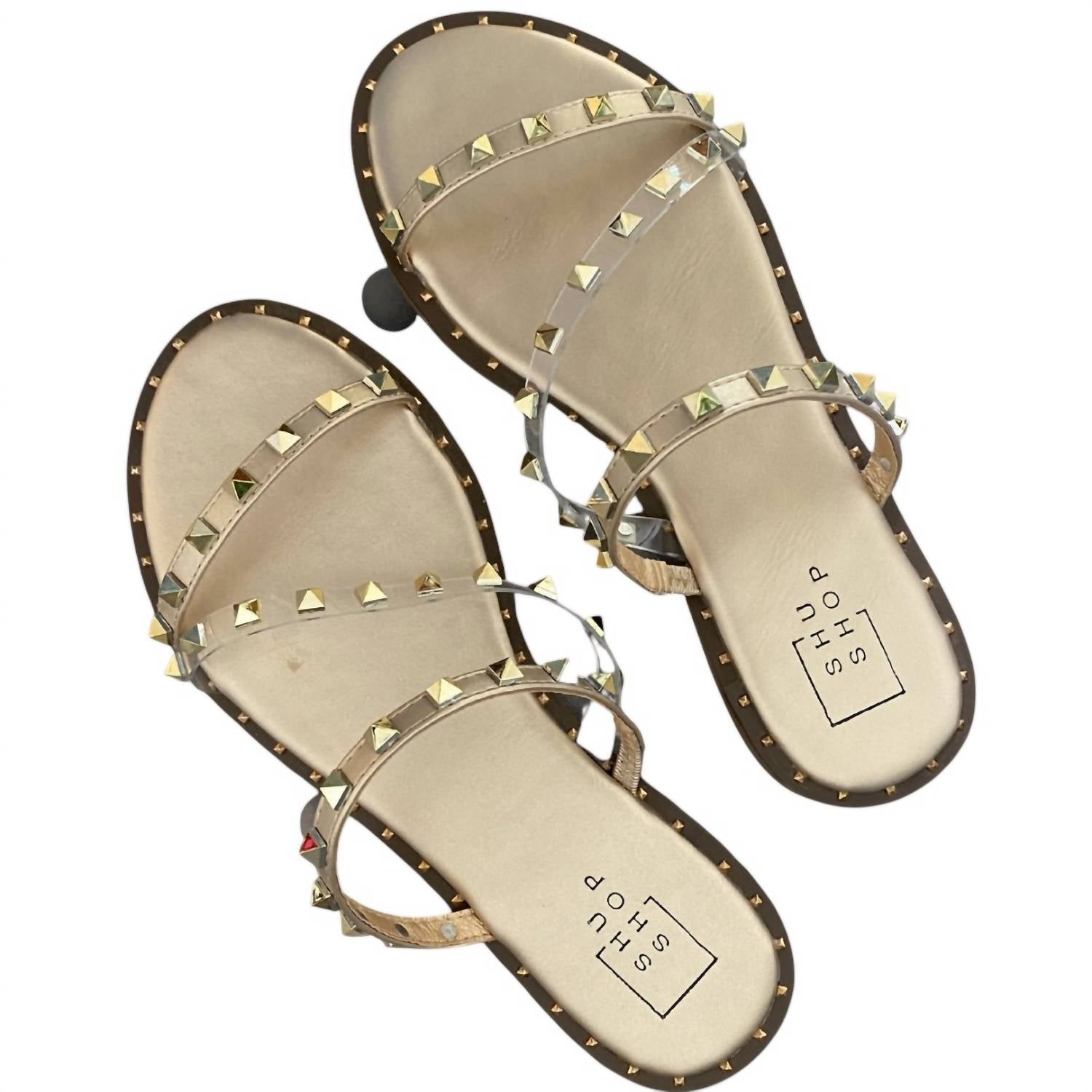 Женские сандалии Belara Studded в золотом цвете SHU SHOP