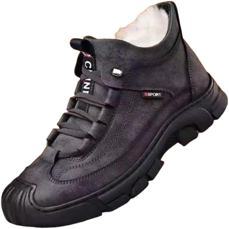 

Мужские зимние термоизолированные высокие кроссовки для походов - легкие, противоскользящие, прочные и теплые повседневные спортивные обувь Hoalox, серый