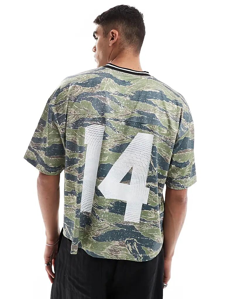 

Футболка свободного кроя oversize из спортивной сетки с принтом по всей поверхности ASOS DESIGN