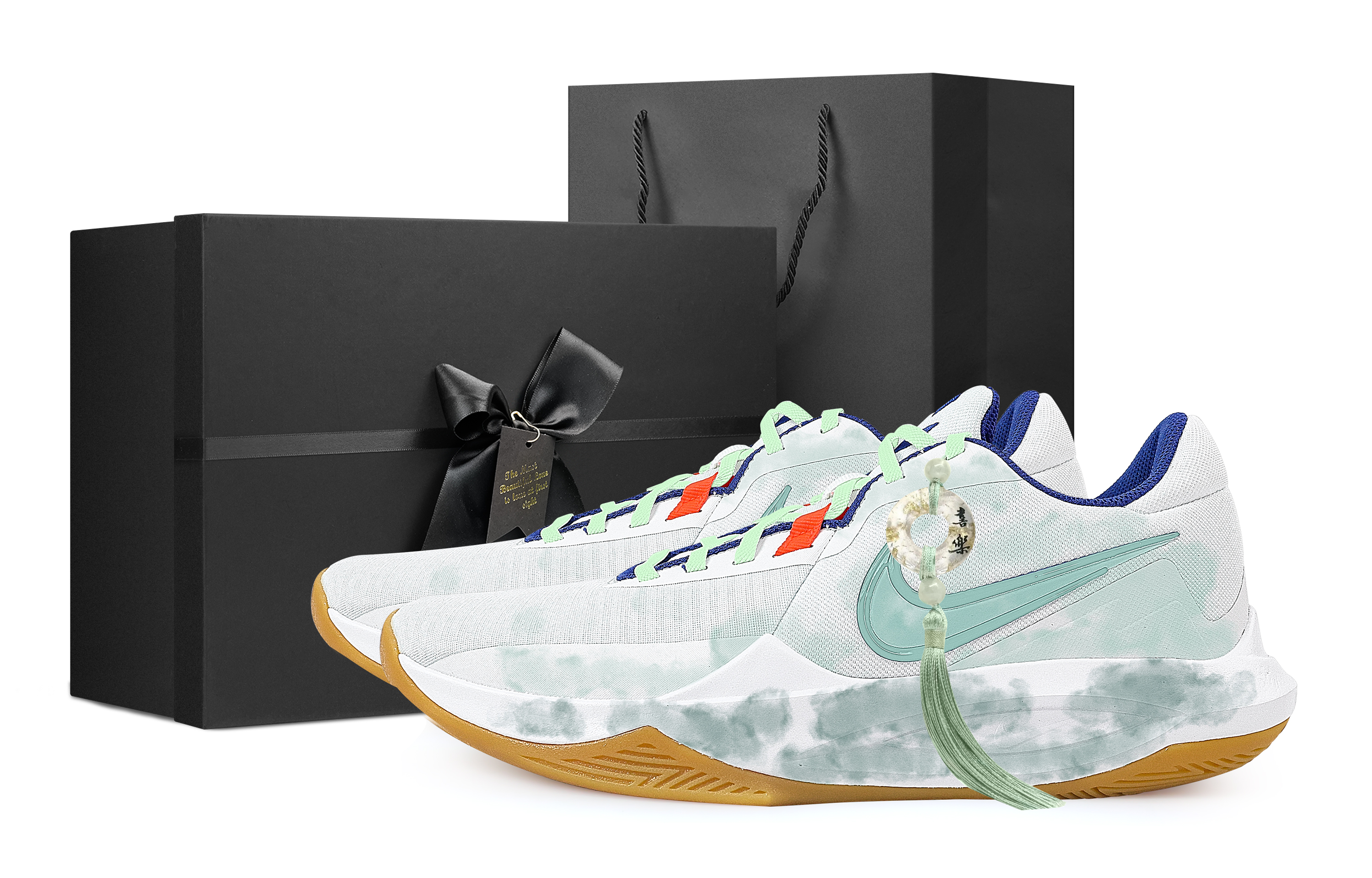 

Nike Баскетбольные кроссовки Precision 6 Bamboo Ink Green Dye, противоскользящие, износостойкие, низкие, мужские, светло-голубые