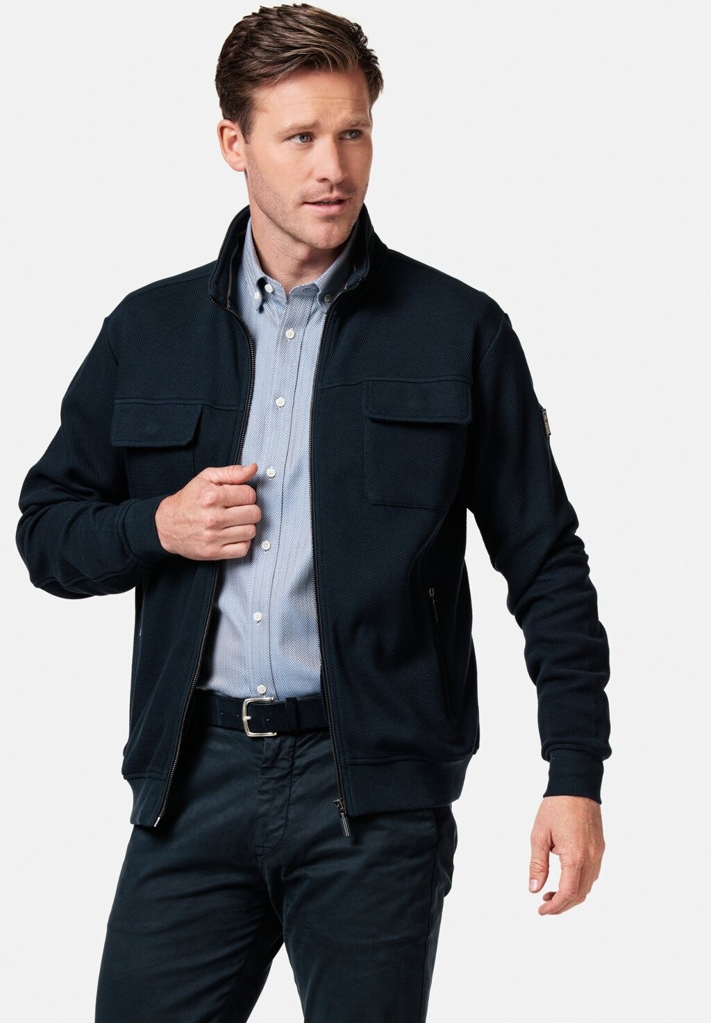 

Толстовка LANGE MOUW REGULAR FIT OPSTAANDE KRAAG JACQUARD Baileys, цвет navy