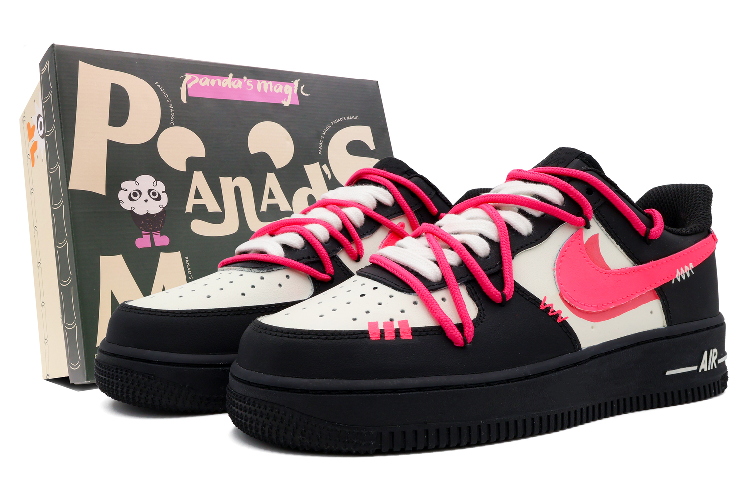 

Кроссовки Nike Air Force 1 Low 07 низкие скейтбордские мужские черные ярко-розовые
