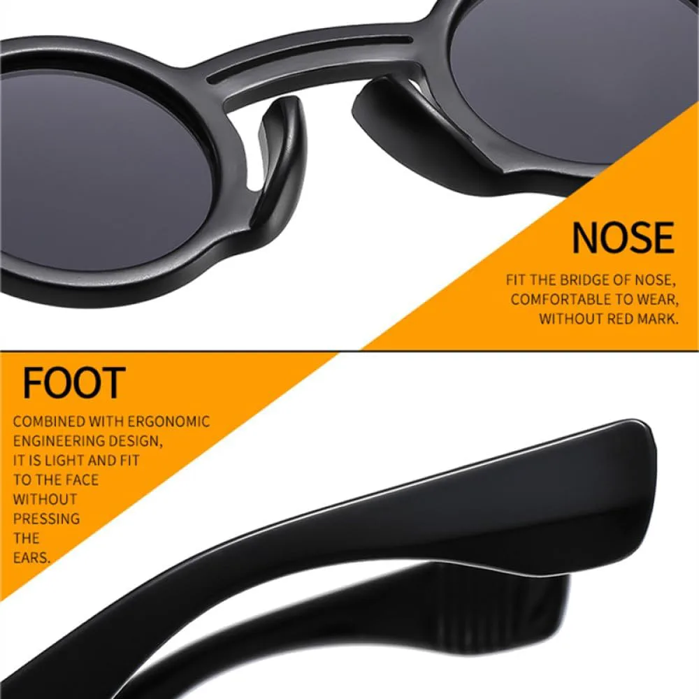 

Ретро маленькие круглые панк-солнцезащитные очки для мужчин с защитой от УФ-излучения UV400, модные красные солнцезащитные очки для женщин MTZJH, Black Red