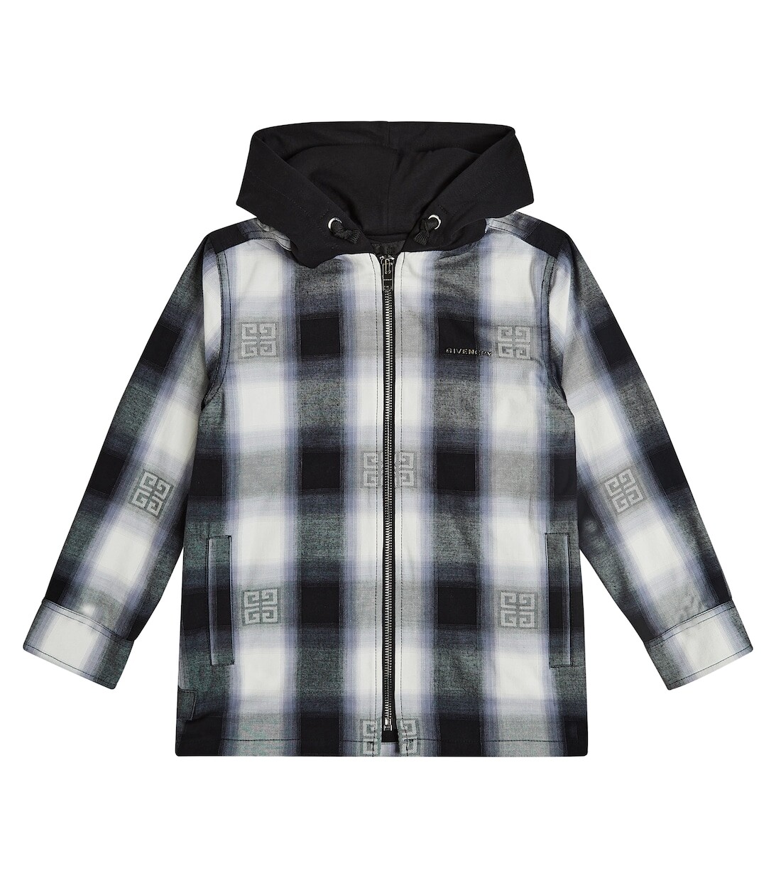 

Хлопковая куртка в клетку 4G Givenchy Kids, черный