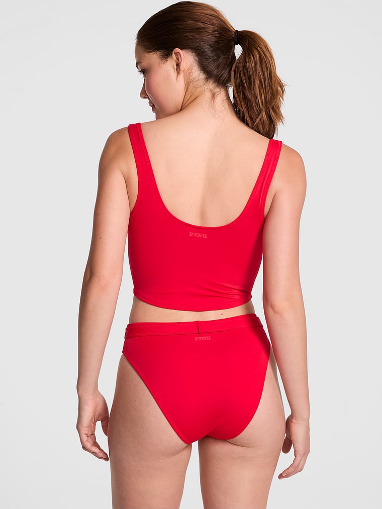 

Плавки бикини с высокой талией и пряжкой Pink Swim, красный